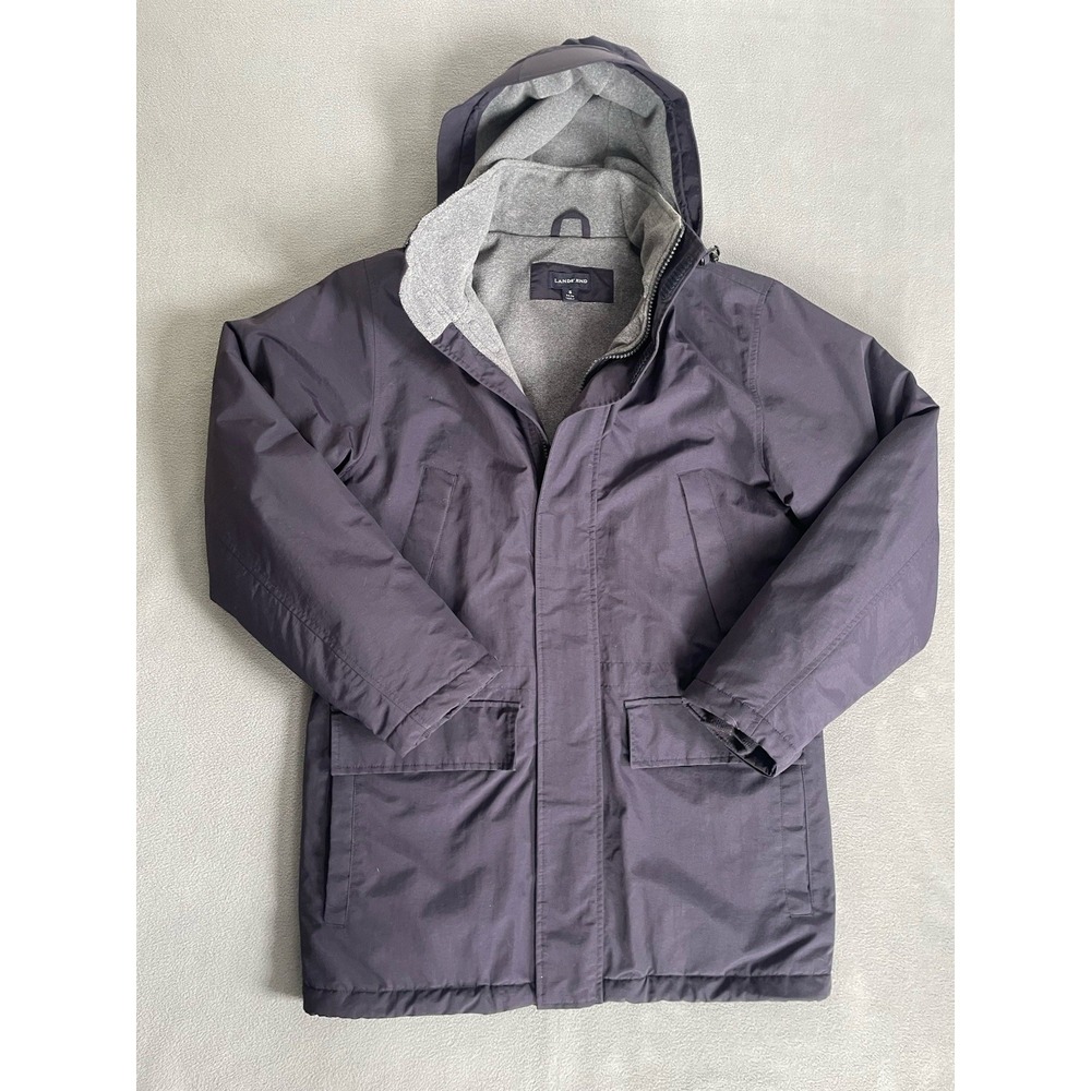 Lands' End Squall Mens Blue Hooded Waterproof Winter Jacket Parka Sz Sm 34-36